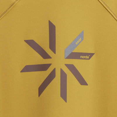 Men's WoolTech Top  norda x Soar/Ceylon Yellow Logo Details